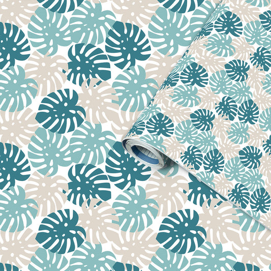 Blue Monstera adhesive film, 2 m x 455 cm