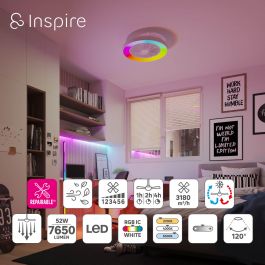 CEILING LIGHT WITH FAN ESTEPA PLASTIC WHITE AND BEECH D57 CM LED 55W CCT RGBW