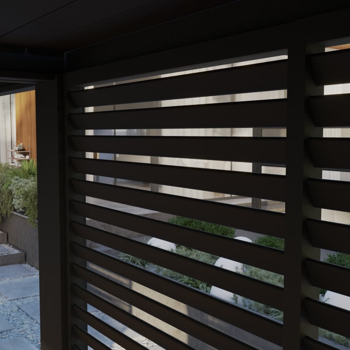 Bricocenter NATERIAL MODUS ALUMINUM SLATTED SIDE WALL 1.13M DARK GRAY