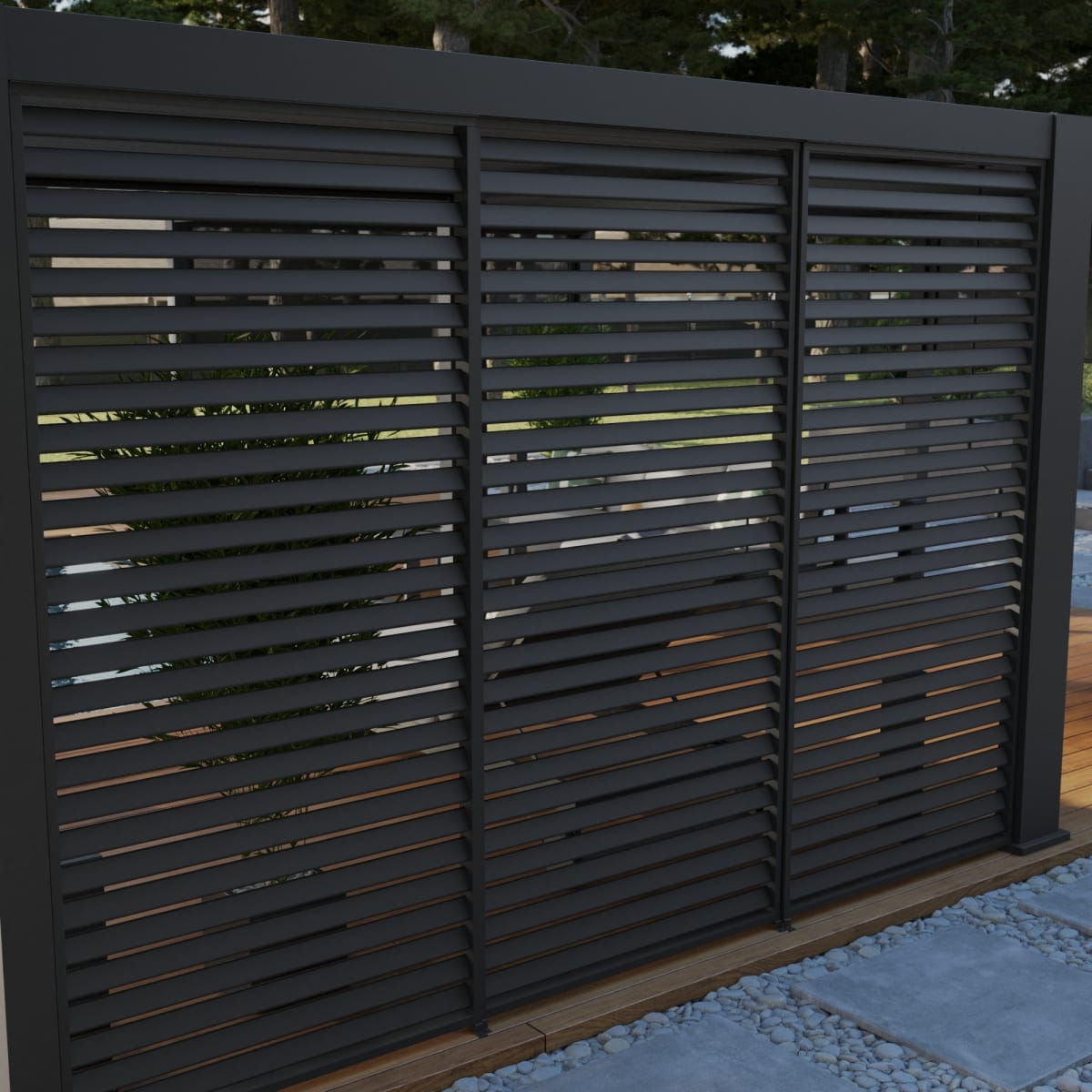 Bricocenter NATERIAL MODUS ALUMINUM SLATTED SIDE WALL 1.13M DARK GRAY