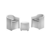 WHITE POLYPROPYLENE LUNA SET TWO ARMCHAIRS AND COFFEE TABLE