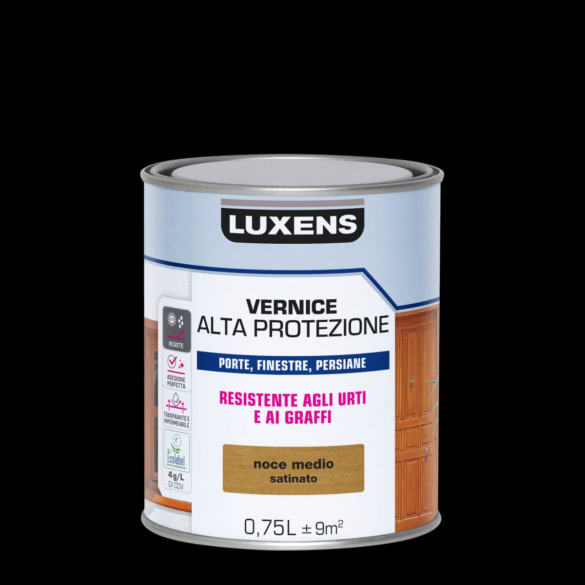 Bricocenter WATER-BASED WOOD PROTECTIVE VARNISH MEDIUM WALNUT SATIN HIGH PROTECTION LUXENS 750 ML