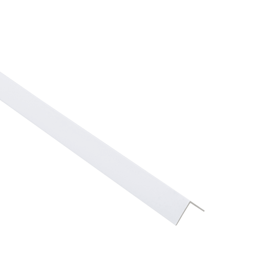 15x15x1mm matt white PVC corner profile, 2.6m, with adhesive backing