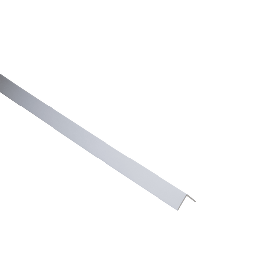 10x10x1mm matt white PVC corner profile, 1 metre, with adhesive backing