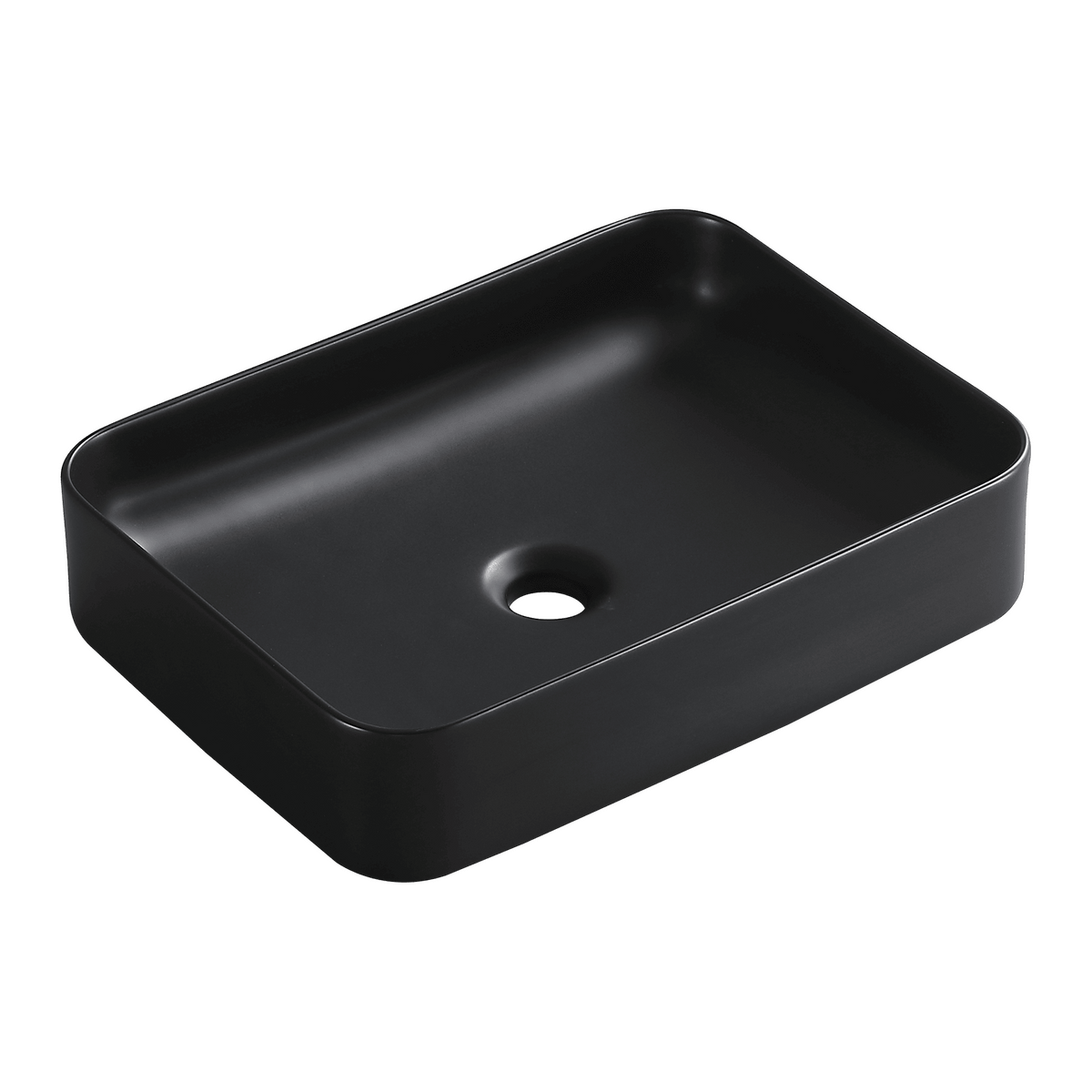 Matt black ceramic studio washbasin, 50 x 12 x 36 cm