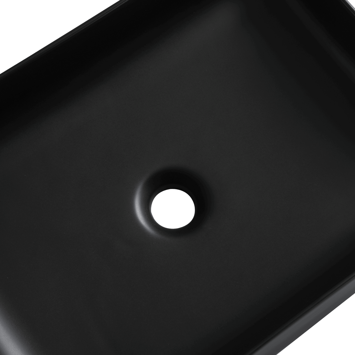 Matt black ceramic studio washbasin, 50 x 12 x 36 cm