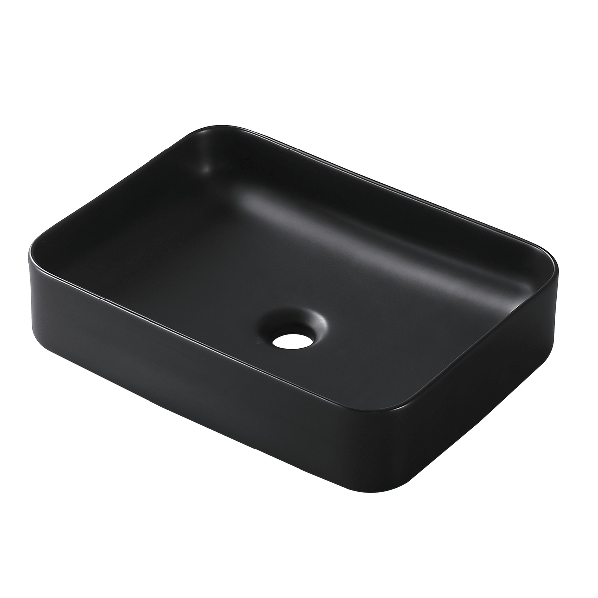 Matt black ceramic studio washbasin, 50 x 12 x 36 cm
