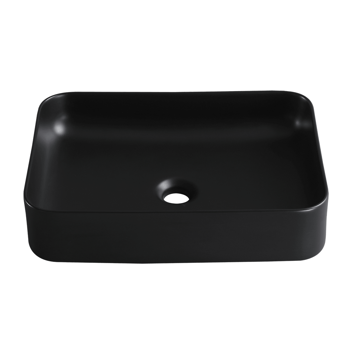 Matt black ceramic studio washbasin, 50 x 12 x 36 cm
