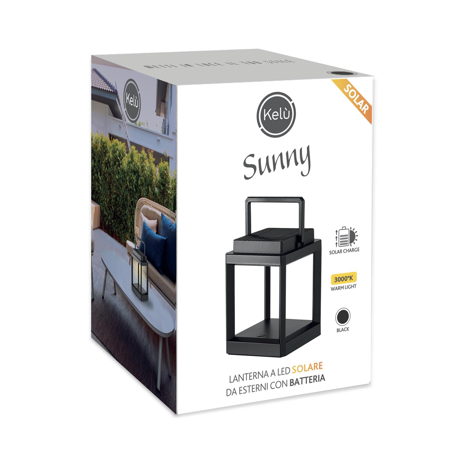 SOLAR LAMP SUNNY PLASTIC BLACK 18X13CM LED 3W WARM LIGHT