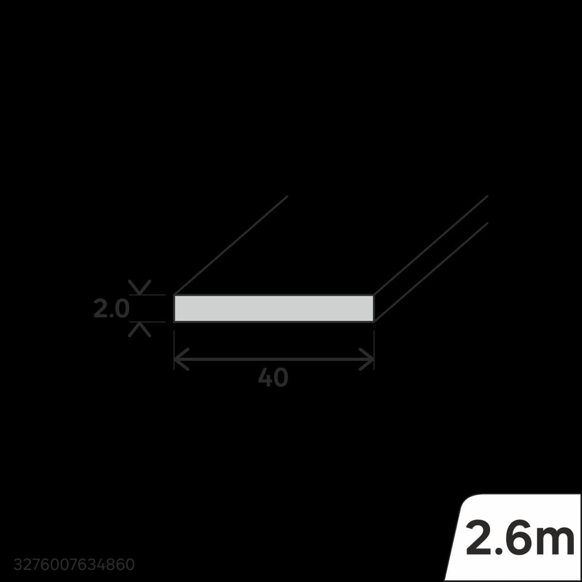 Bricocenter PVC FLAT PROFILE 40X2MM 2.6M MATT WHITE