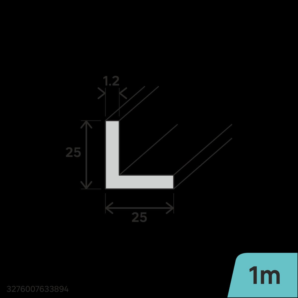 Bricocenter GALVANIZED STEEL ANGLE PROFILE 25X25X1.2MM 1M PRE-DRILLED