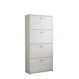 SHOE RACK 4 FLAPS DOUBLE DEPTH ICE OAK 73X25X157 24 PAIRS WITH FEET