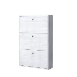 SLIM SHOE RACK 3 FLAPS 9 PAIRS OAK ICE 72X15X110 INTERNAL SHOE POCKETS