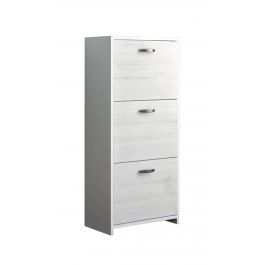SHOE RACK 3 FLAPS DOUBLE DEPTH SPACE-SAVING ICE OAK 50X25X113 12 PAIRS
