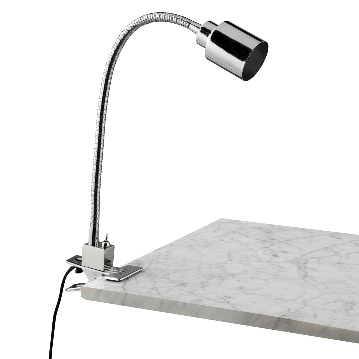 Tekla study lamp with clip, chrome metal, H37 cm, GU10=10W