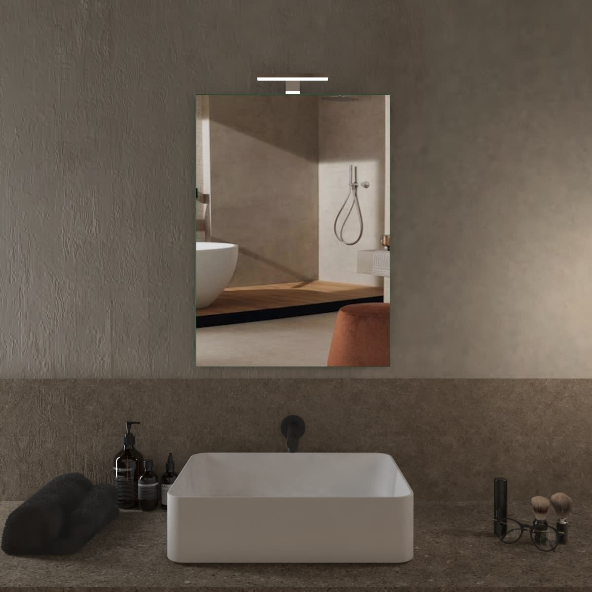 Bricocenter ENTRY BATHROOM MIRROR WITH LAMP L 50 H 70 CM