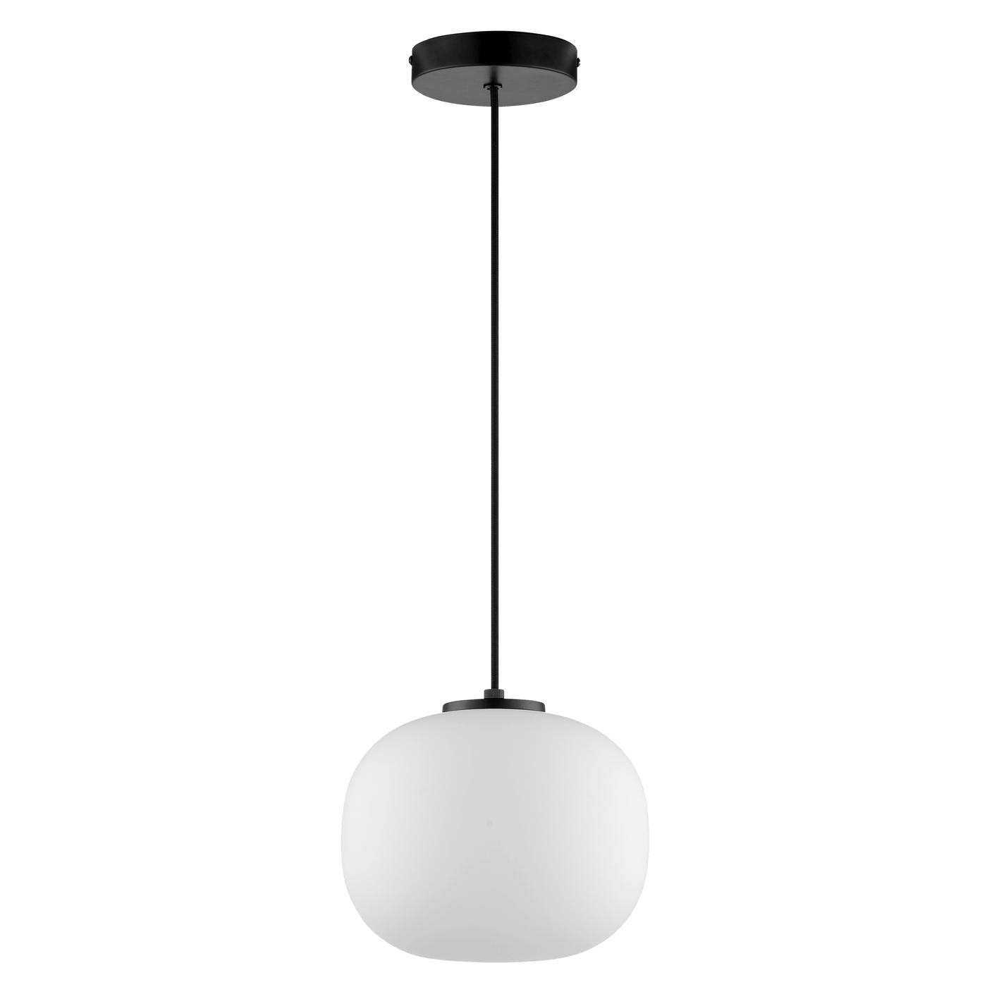 Aristide chandelier in black metal and white glass, d22 cm, E27