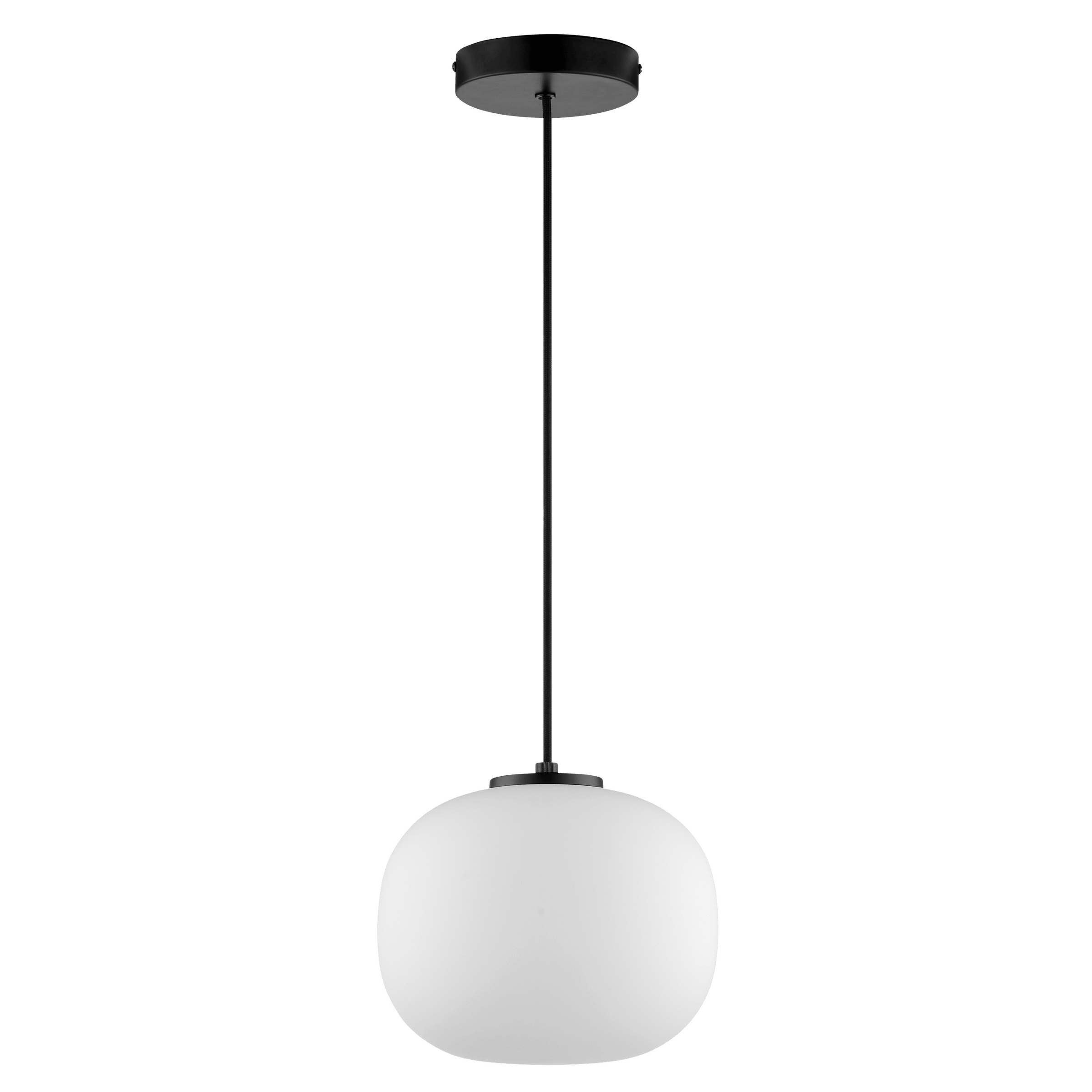 Aristide chandelier in black metal and white glass, d22 cm, E27