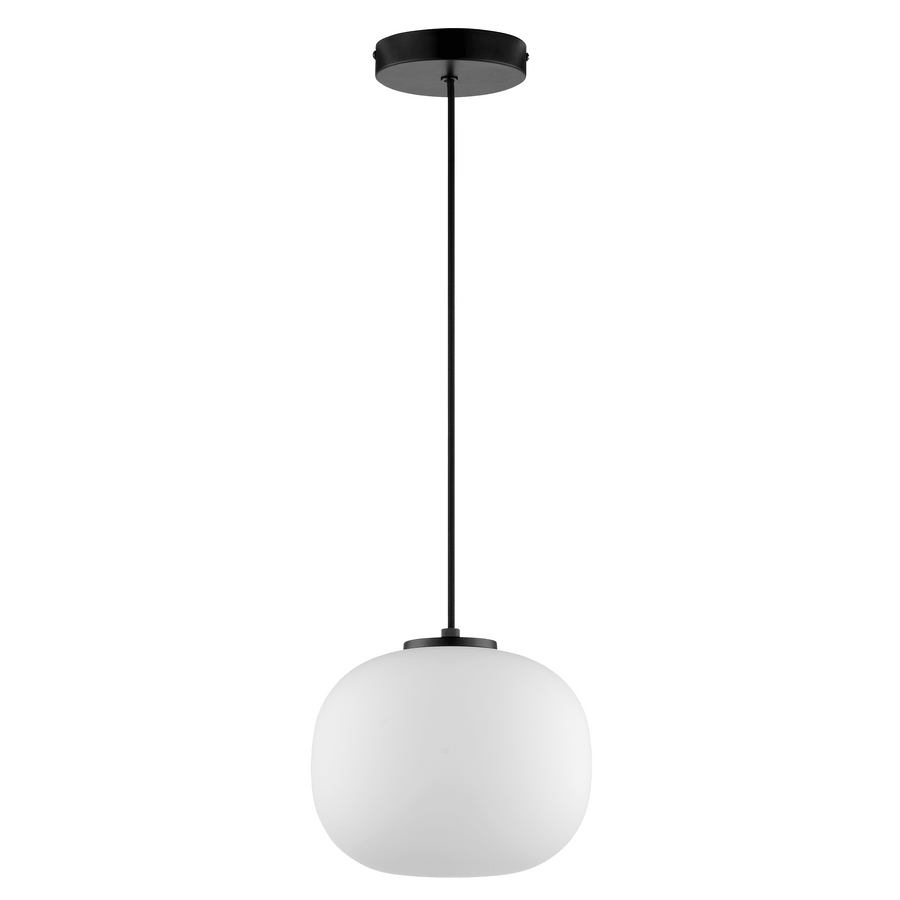 Lampadario aristide metallo nero e vetro bianco d22 cm e27