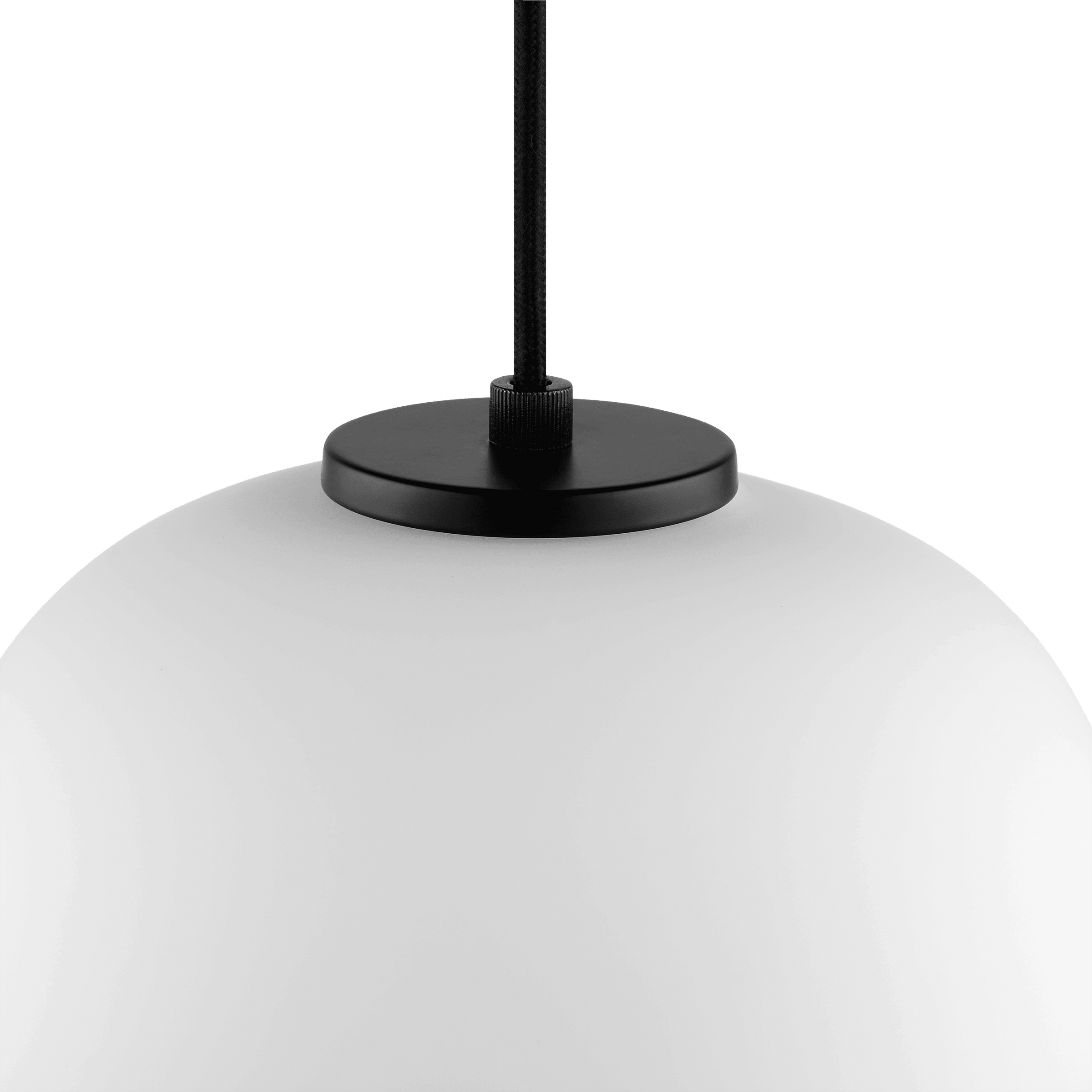 Aristide chandelier in black metal and white glass, d22 cm, E27
