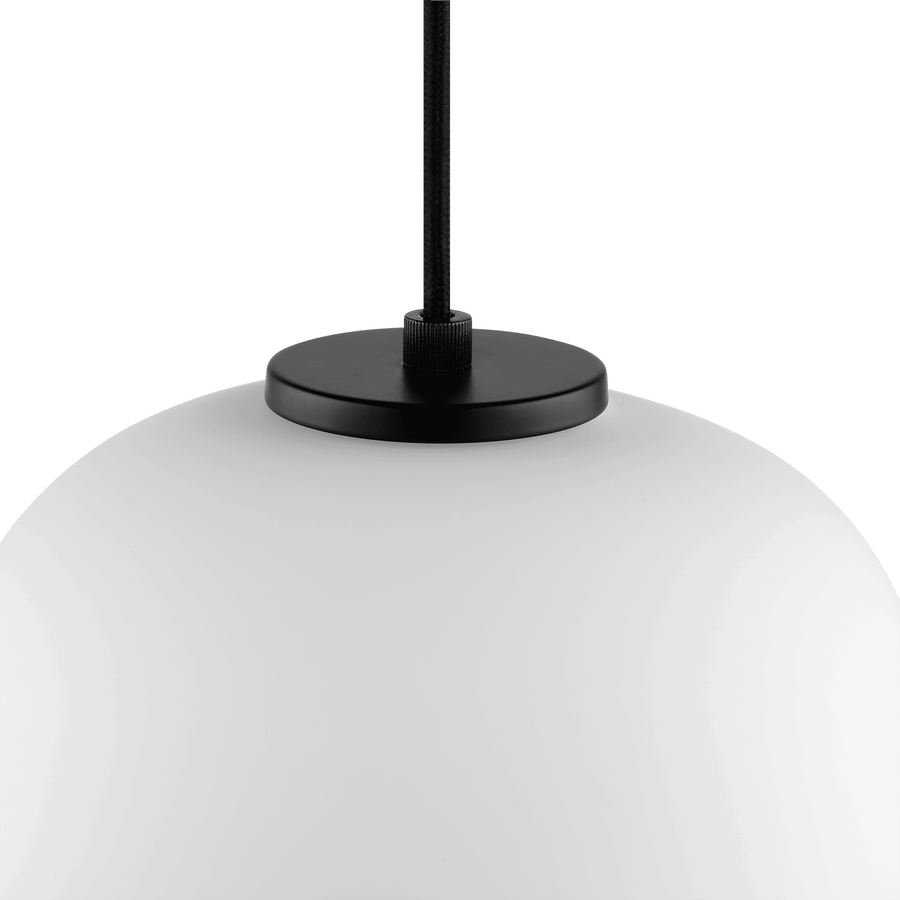 Lampadario aristide metallo nero e vetro bianco d22 cm e27