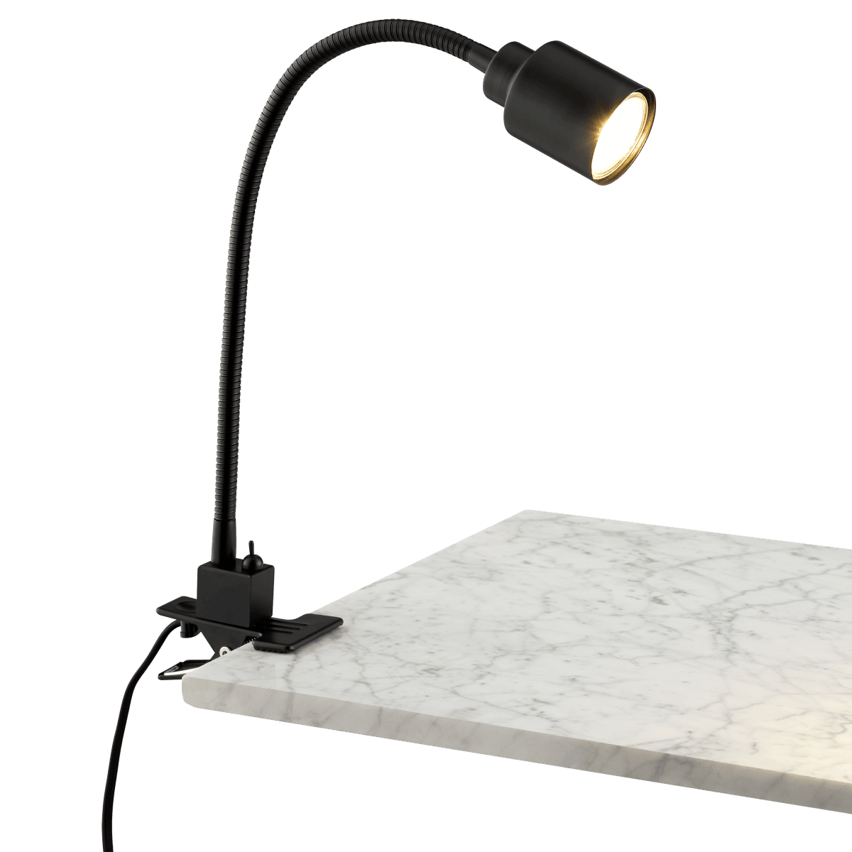 Tekla study lamp with clip, black metal, H37 cm, GU10=10W