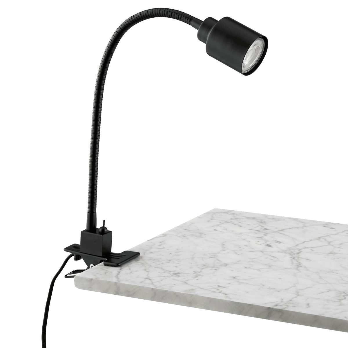 Tekla study lamp with clip, black metal, H37 cm, GU10=10W