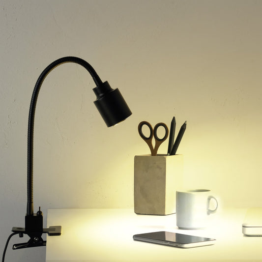 Tekla study lamp with clip, black metal, H37 cm, GU10=10W