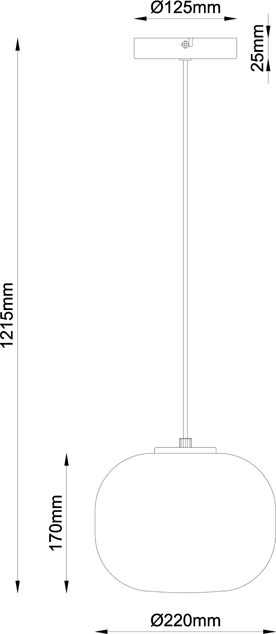 Lampadario aristide metallo nero e vetro bianco d22 cm e27