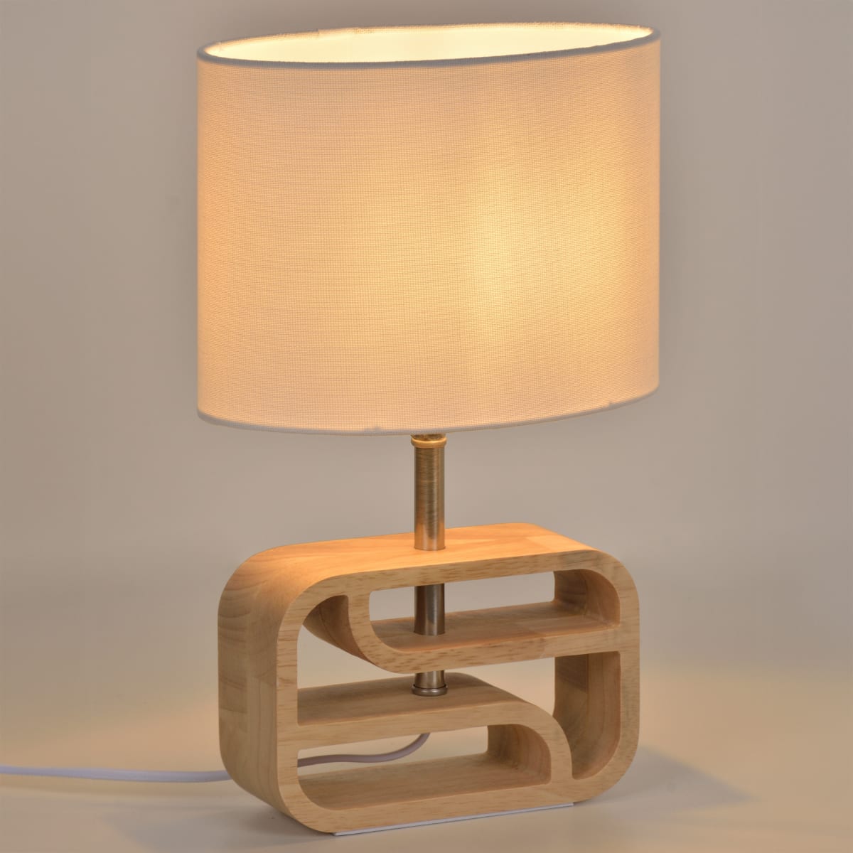 TABLE LAMP NASIMO NATURAL WOOD AND POILESTERE H32 CM E14