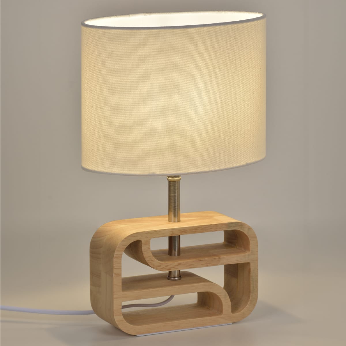 TABLE LAMP NASIMO NATURAL WOOD AND POILESTERE H32 CM E14