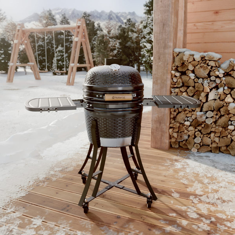 46CM DIAMETER DRAGON CHARCOAL BBQ WITH WHEELS CERAMIC COATED NATERIAL