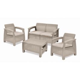 COFFEE SET CORFU FOR 4 PEOPLE CAPPUCCINO COMPLETE WITH PILLOWS KETER