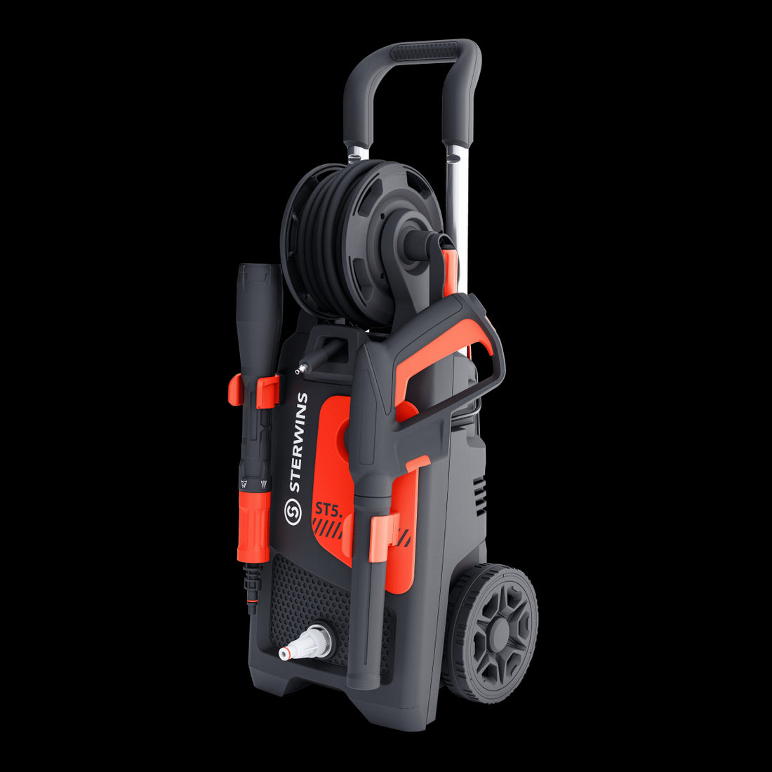 STERWINS ST5 PRESSURE WASHER MAX. PRESSURE 165BAR WITH LARGE GUN AND 5-IN-1 LANCE