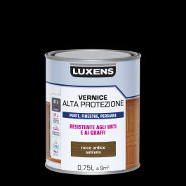 WATER-BASED WOOD PROTECTIVE VARNISH DARK WALNUT SATIN HIGH PROTECTION LUXENS 750 ML