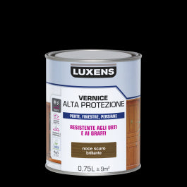 LUXENS HIGH PROTECTION HIGH GLOSS DARK WALNUT WATER BASED WOOD PROTECTIVE VARNISH 750 M