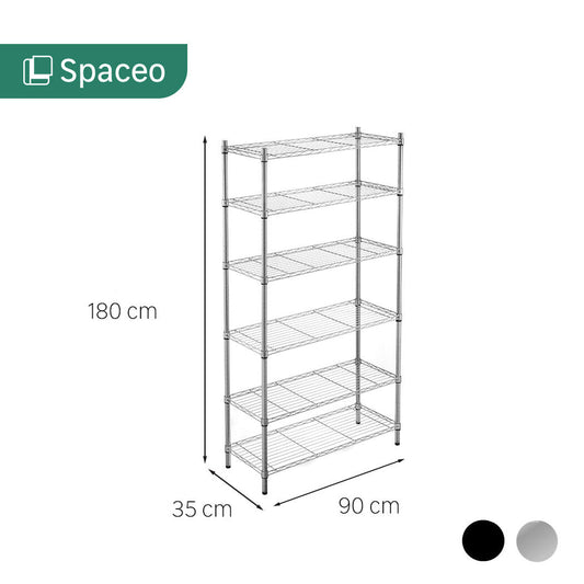 CHROME BOOKCASE IN KIT W90xD35xH180CM 6 shelves - SPACEO