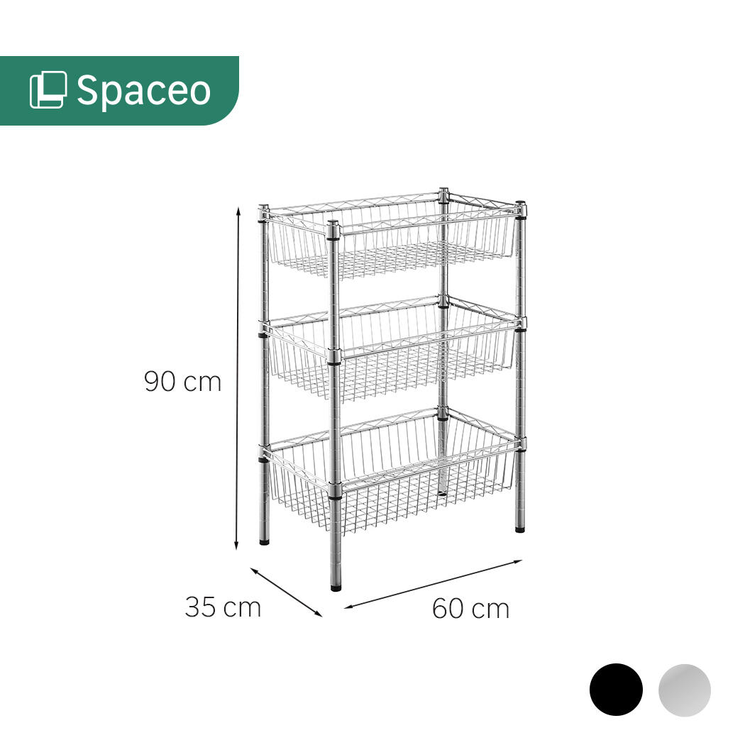 CHROME WIRE BOOKCASE IN KIT L60xP35xH90CM 3 RACKS DESKS - SPACEO