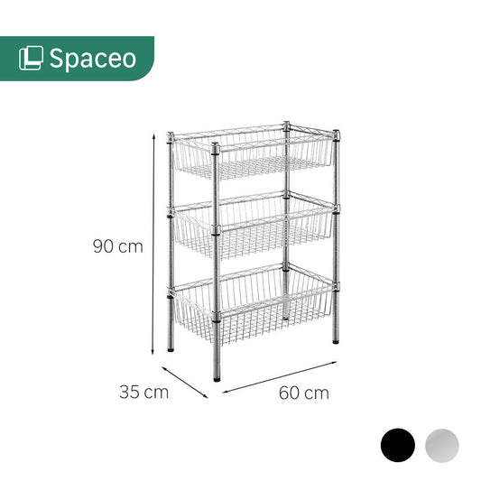 CHROME WIRE BOOKCASE IN KIT L60xP35xH90CM 3 RACKS DESKS - SPACEO