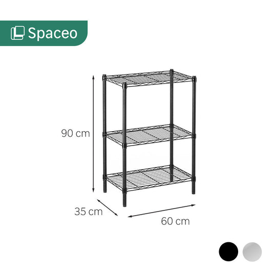 CHROME BOOKCASE IN KIT W60xD35xH90CM 3 SIDES BLACK - SPACEO
