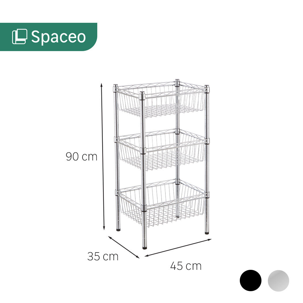 CHROME WIRE BOOKCASE IN KIT L45xP35xH90CM 3 RACKS DESKS - SPACEO