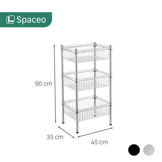 CHROME WIRE BOOKCASE IN KIT L45xP35xH90CM 3 RACKS DESKS - SPACEO