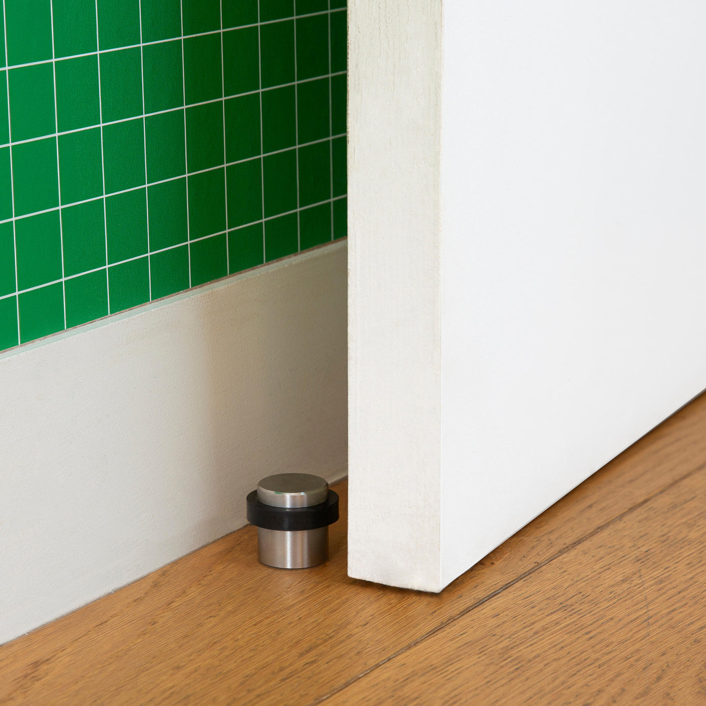 DOORSTOP STAINLESS STEEL WITH DOUBLE SATIN NICKEL FIXING D 3.6 X H 3.2 CM, 2 PIECES INSPIRE