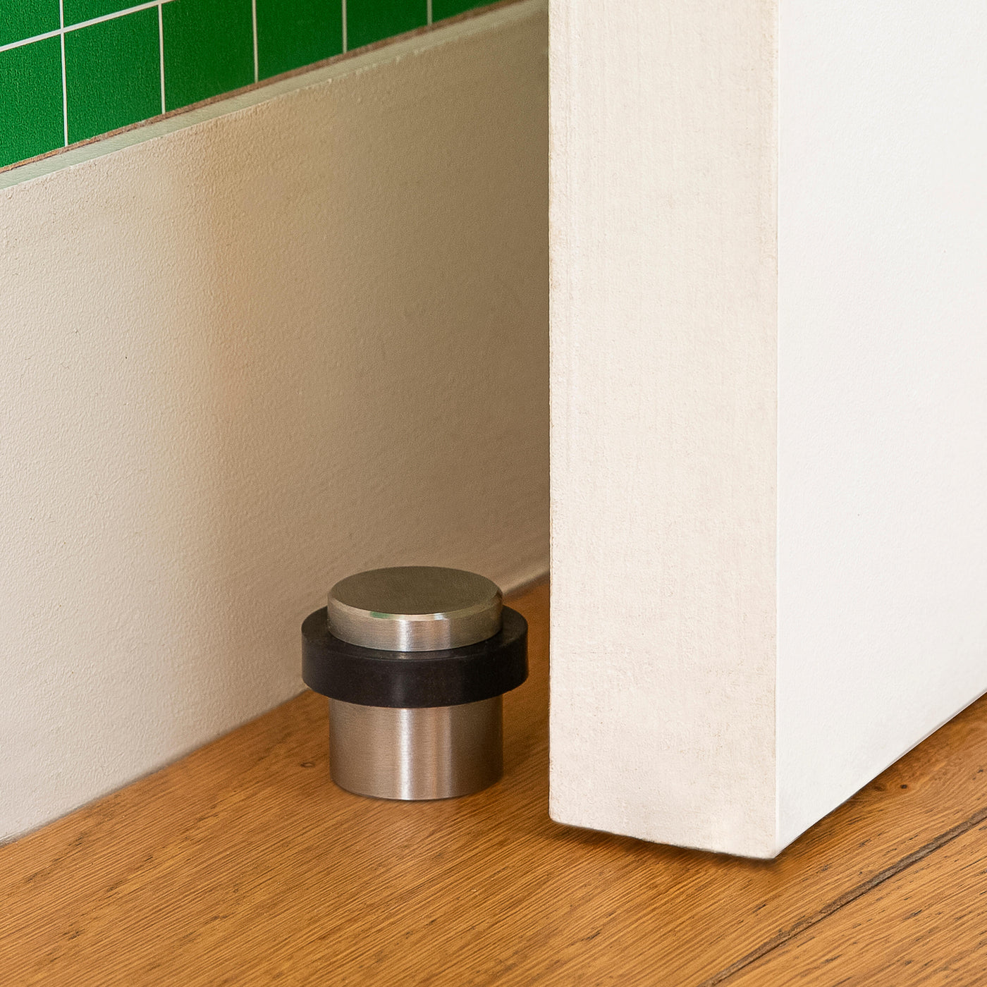 DOORSTOP STAINLESS STEEL WITH DOUBLE SATIN NICKEL FIXING D 3.6 X H 3.2 CM, 2 PIECES INSPIRE
