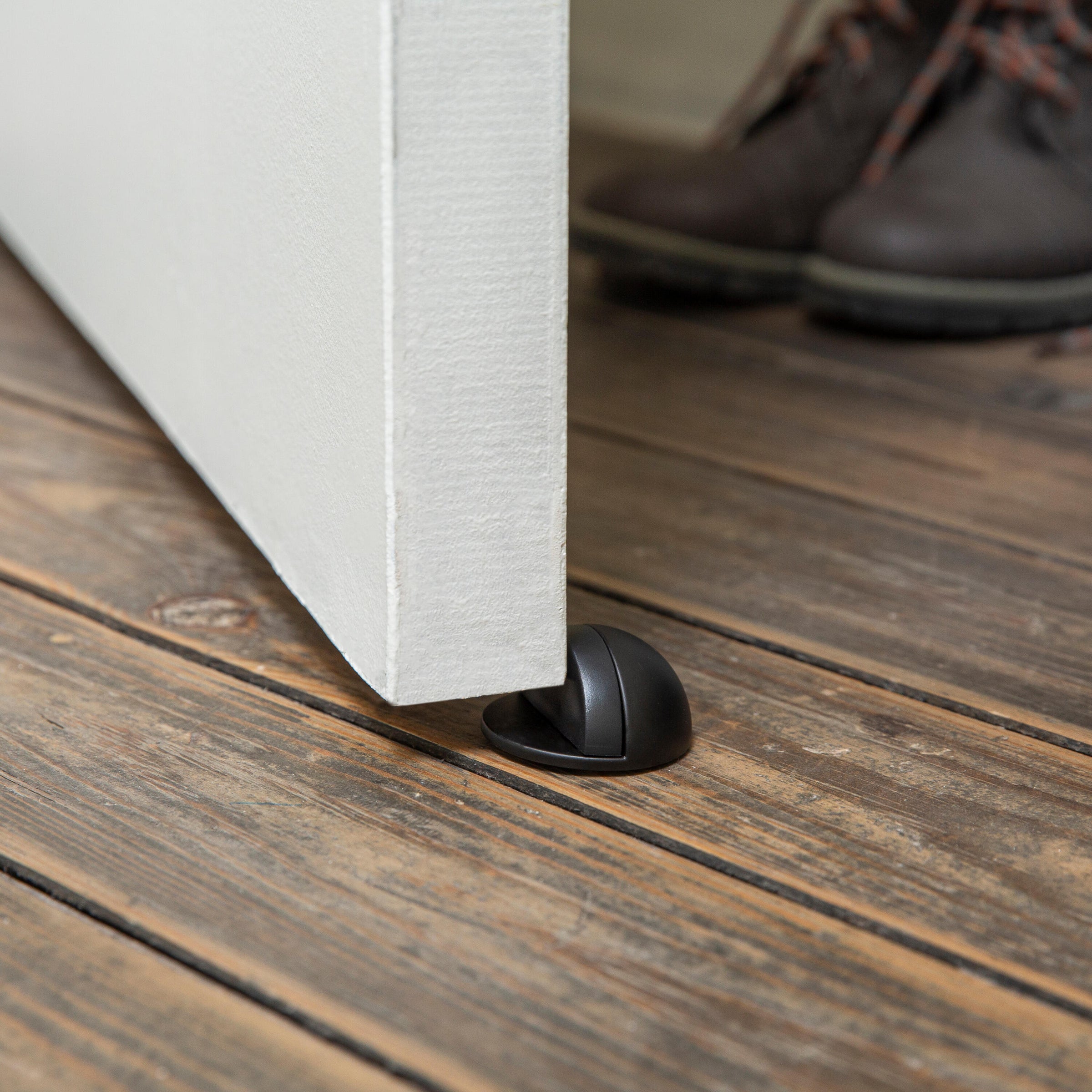 ZINC MOON DOORSTOP WITH DOUBLE MATT BLACK FIXING D 4.7 X H 2.5 CM, 2 PIECES INSPIR