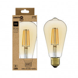 DECORATIVE LED BULB E27= 60W PEAR AMBER