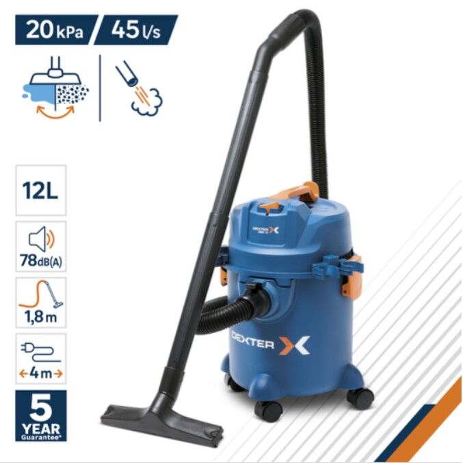 Bidone aspiratutto dexter 12l 1200w serbatoio in plastica