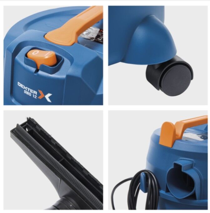 Bidone aspiratutto dexter 12l 1200w serbatoio in plastica