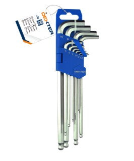 Set of 10 long Torx Dexter Allen keys, assorted sizes, made from chrome vanadium