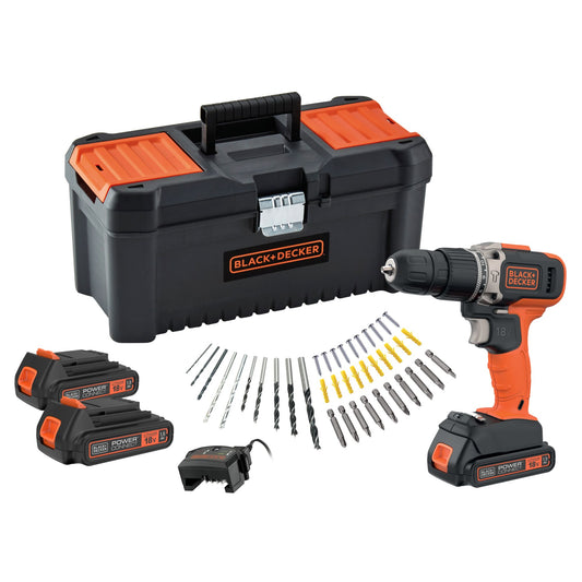 18V hammer drill/driver with 3 x 1.5Ah batteries + 40 accessories